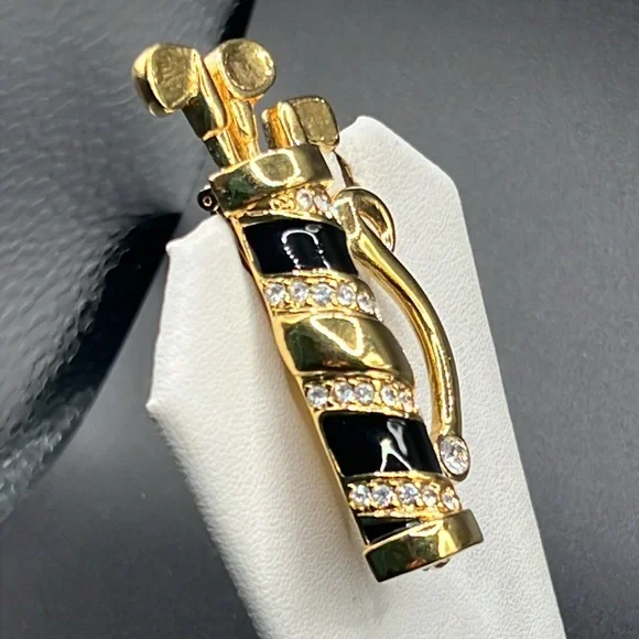 Vintage Pure Allure rhinestone and enamel golf bag brooch - Picture 2 of 6